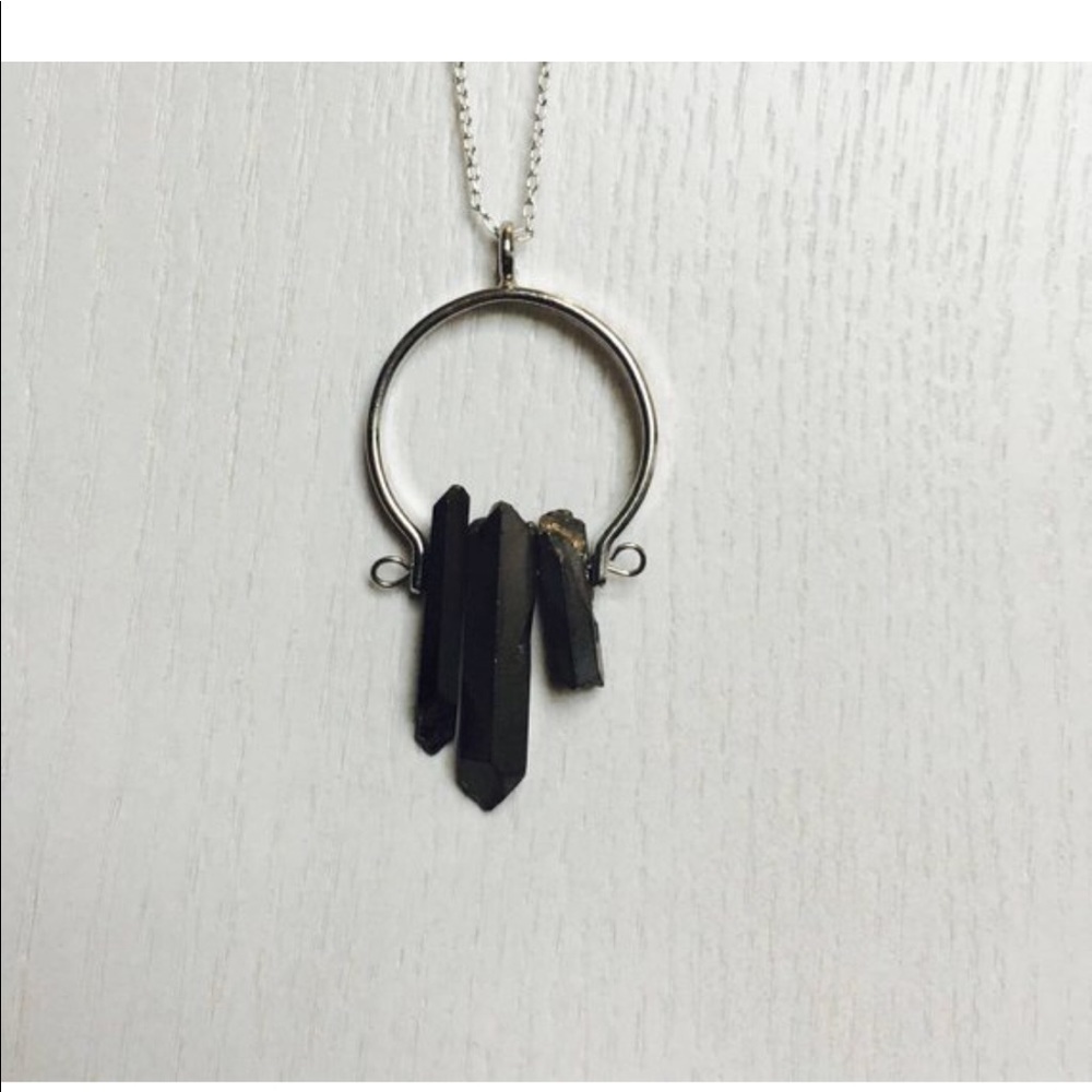 Charcoal Oil Slick Crystal Quartz Necklace